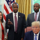 Housing and Urban Development Secretary Ben Carson (2L) speaks before President Donald Trump.